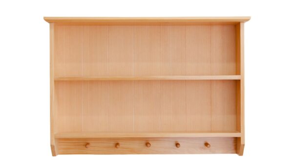 Wooden Wall Shelf with Hooks - Customizable Storage Solution