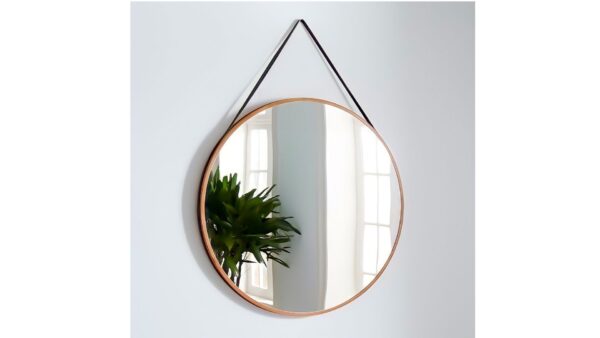 West Elm Modern Leather Round Hanging Mirror