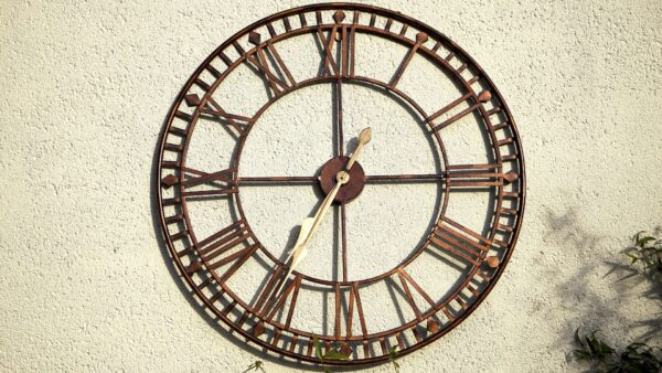 Large Outdoor Metal Wall Clock with Roman Numerals - Weather Resistant Decorative Clock