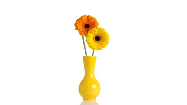 Gerbera Daisy Arrangement in Yellow Vase - Artificial Flowers for Home Décor