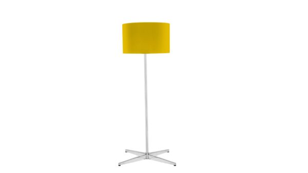 Modern Floor Lamp with Yellow Drum Shade and Chrome Base